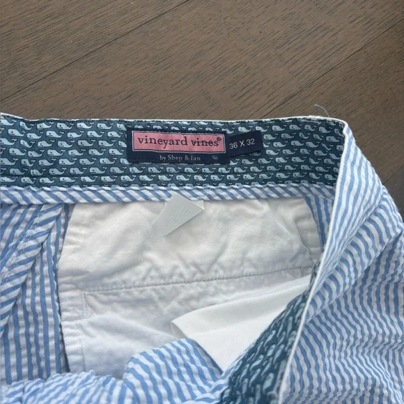 Vineyard Vines Seersucker Blue and White Striped Pants Preppy 36 X 32 - Picture 5 of 5